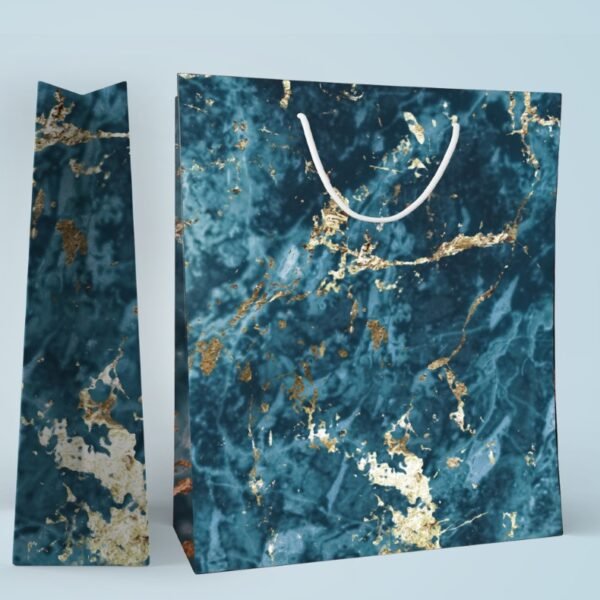 Ocean Luxe ? Blue Marble & Gold Splash Gift Bag - Image 2