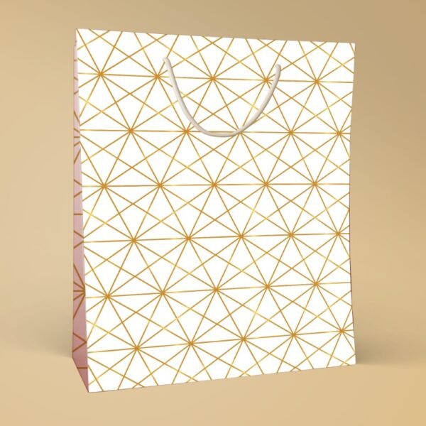 Ivory Luxe ? White & Gold Geometric Gift Bag