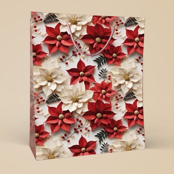 Festive Bloom ? Poinsettia Floral Gift Bag