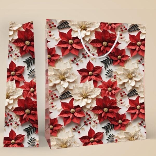 Festive Bloom ? Poinsettia Floral Gift Bag - Image 2