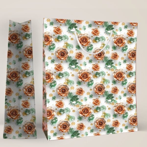 Sunset Bloom ? Rose & Leaf Gift Bag - Image 2