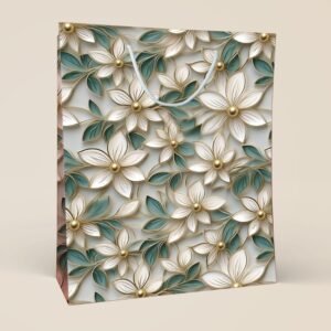 Gilded Petals- Elegant Floral Gift Bag.