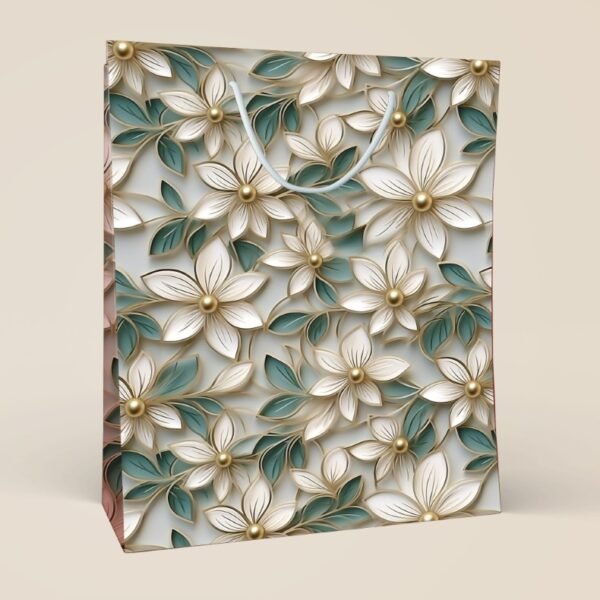Gilded Petals- Elegant Floral Gift Bag.