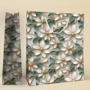 Gilded Petals- Elegant Floral Gift Bag.